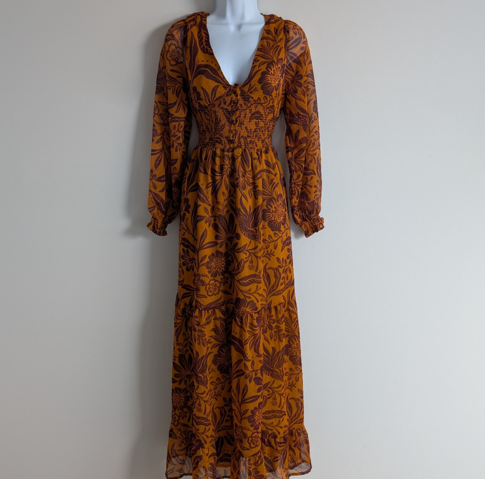 Patrons of Peace Maxi Dress Womens Small Cottagecore Garden Fairy Peasant Boho